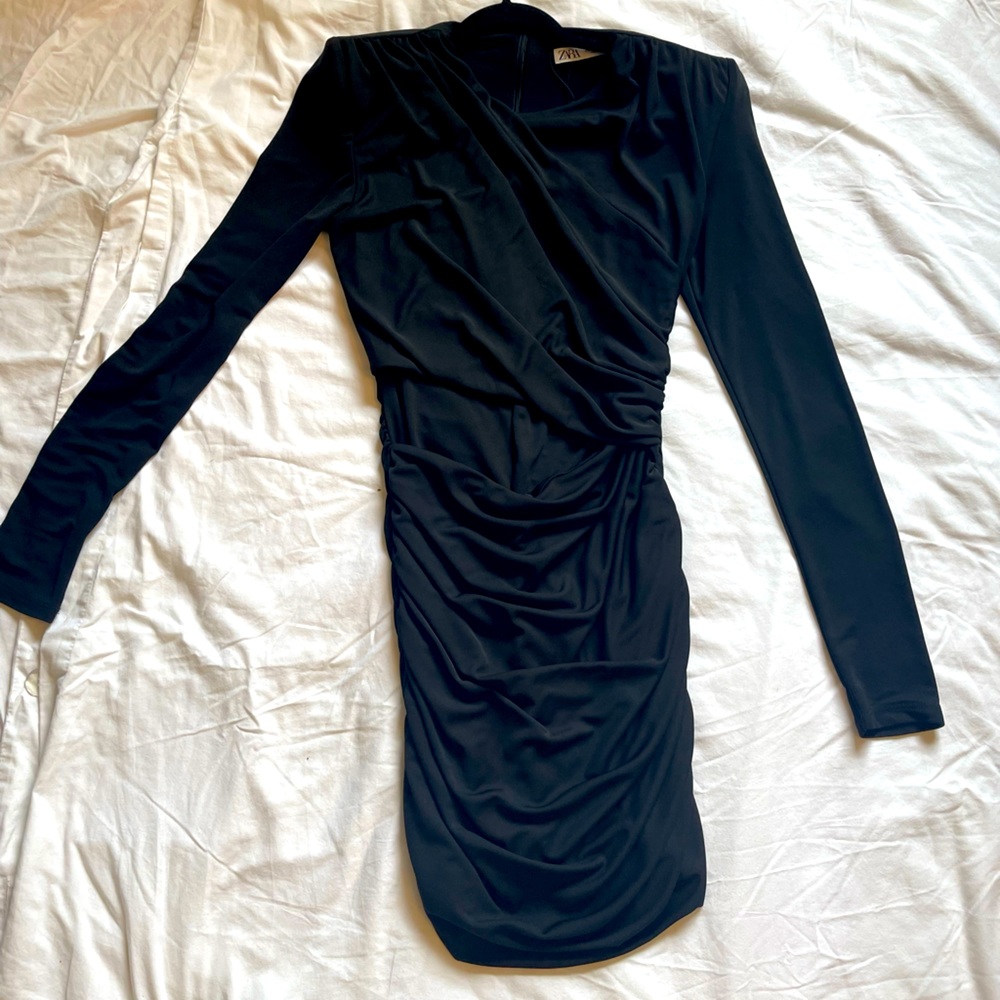 Zara Black Draped Dress w/ Cut Out